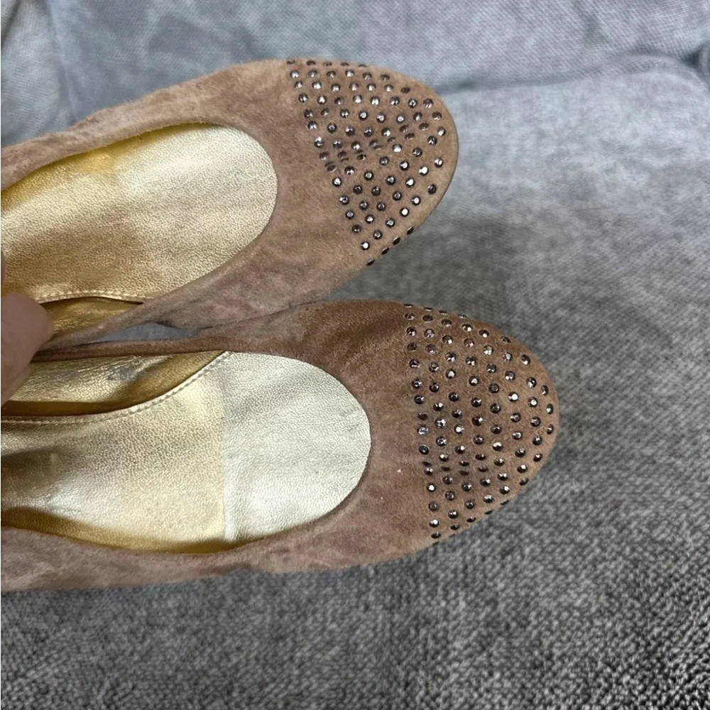 J. Crew tan suede studded flats